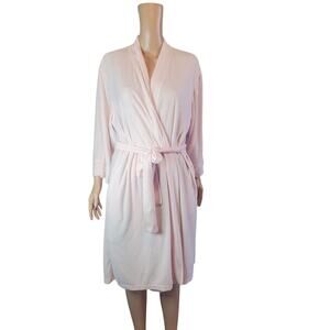 Natori Size L Light Pink Belted Robe Soft Cozycore Wrap Lounge Bathrobe Pockets